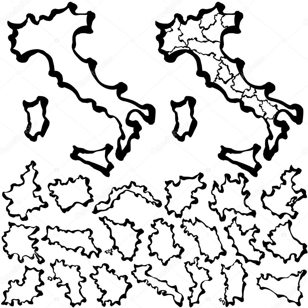 Vector drawing map of Italia.