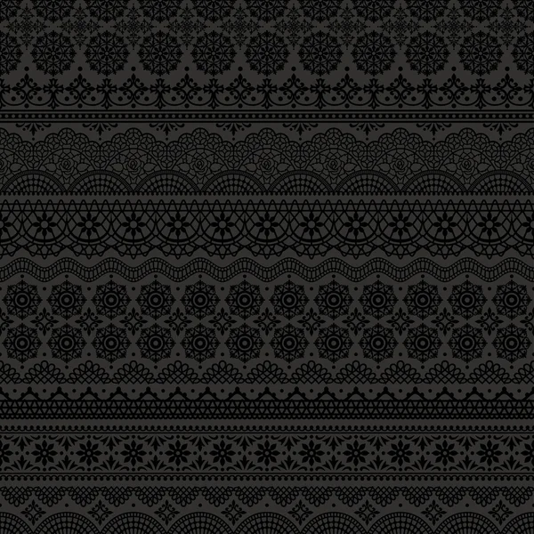 Background of black lace trims. — Stock Vector