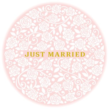 Yeni evli. Daire içinde beyaz gül.