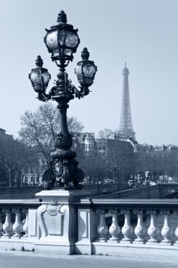 Paris'te Alexandre III Köprüsü'nde sokak fener.
