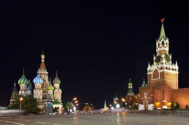Gece Kızıl meydan. Moscow, Rusya Federasyonu.