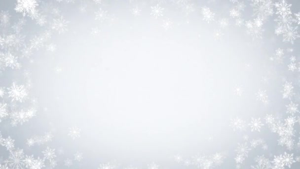 Κομψά Ασημένια Αφηρημένα Σωματίδια Νιφάδες Χιονιού Χριστούγεννα Κινούμενο Γκρι Φόντο — Αρχείο Βίντεο