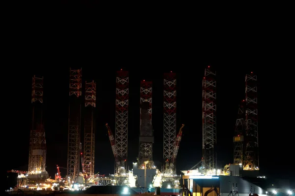 Oil Rig Platforms Night — Stock Photo, Image