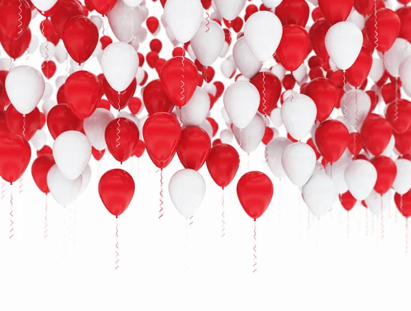 Födelsedag Ballonger Röd Och Vit Isolerad — Stockfoto