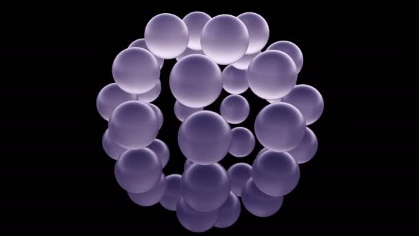 Modelo Rotativo Moléculas Feitas Esferas Vidro Loop Sem Costura — Vídeo de Stock