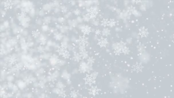 Copos Nieve Caída Fondo Lazo Sin Costura — Vídeos de Stock