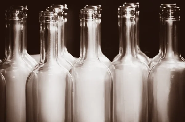 Prázdná láhev řádek — Stock fotografie