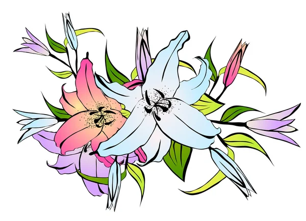 Kytice lilie — Stockový vektor