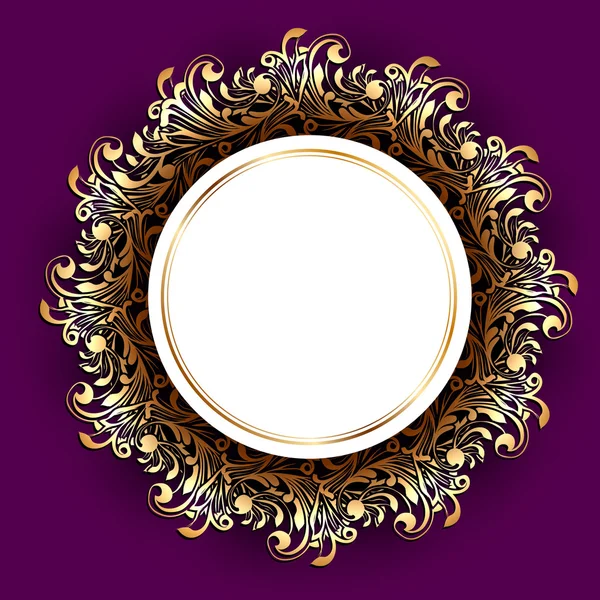 Round Frame Over Floral — Stock Vector