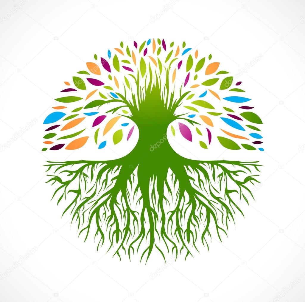 Illustration of Multicolored Round Abstract Vitality Tree  Logo Design