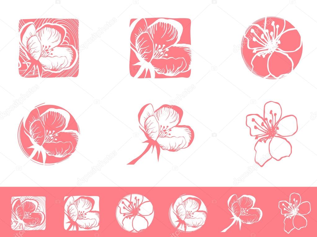 Illustration of Cherry Blossom Logo Design Collection