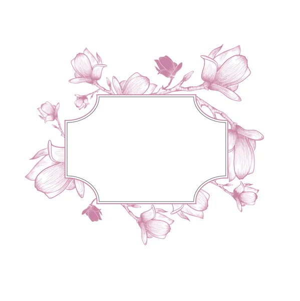 Vintage fleur de magnolia bordure de fleur — Image vectorielle