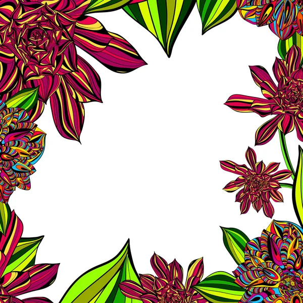 Quadro tropical floral brilhante — Vetor de Stock