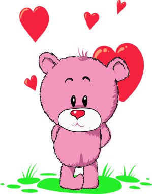 oyuncak ayı ile kırmızı balon. 