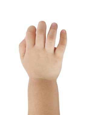 Arka taraftan beyaz arka plan üzerinde Asya bebek.