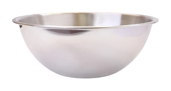 Side stainless steel mixing bowl on white background. — Stock Photo, Image