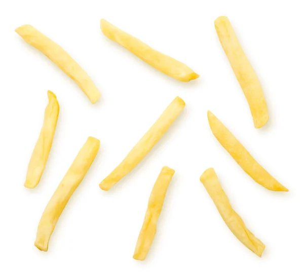 Frietjes Van Dichtbij Witte Achtergrond Geïsoleerd Het Uitzicht Top — Stockfoto