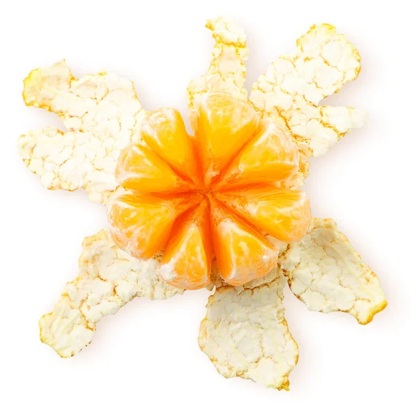 Peeled Tangerine Peel Close White Background Isolated View Top — Stock Photo, Image