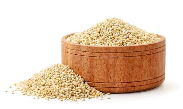 Quinoa Egy Lemez Közelkép Egy Fehér Háttér Elszigetelt — Stock Fotó