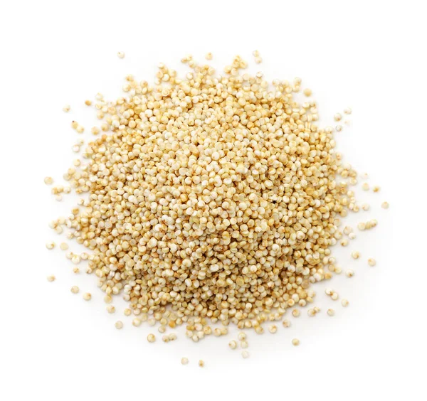 Quinoa Frö Hög Närbild Vit Bakgrund Isolerad Utsikten Uppifrån — Stockfoto