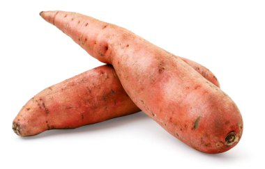 Beyaz arka planda tatlı patates. İzole edilmiş