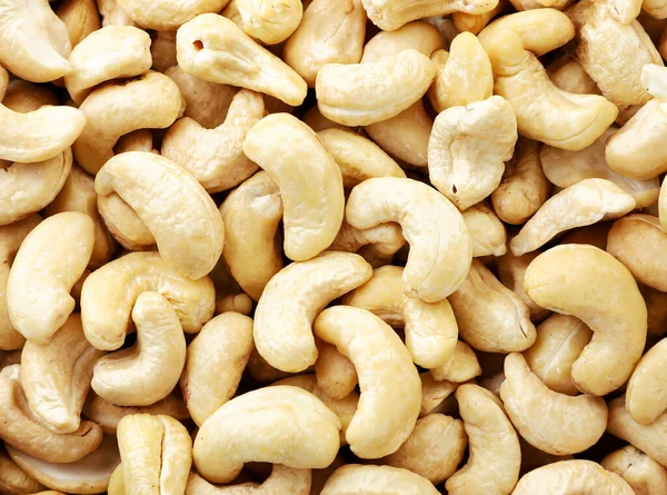 Cashew Kernel Nahaufnahme Hintergrund. Blick nach oben. — Stockfoto