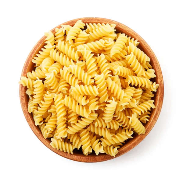 Spiralförmige Pasta Einem Teller Großaufnahme Auf Weißem Hintergrund Isoliert Der — Stockfoto