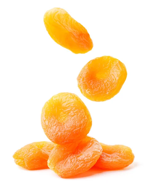 Dried Apricots Fall Bunch Close White Background Isolated — Stock Photo, Image