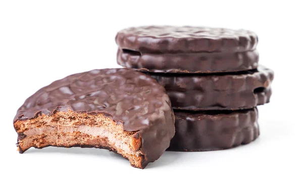 배경에 초콜릿을 샌드위치 비스킷 쿠키가 — 스톡 사진