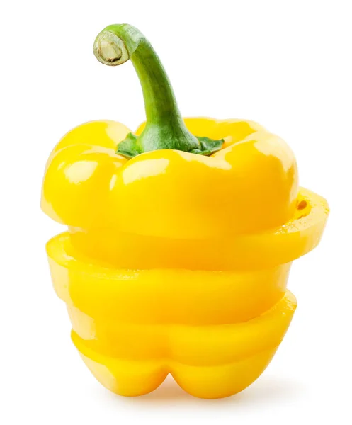 Pimiento Amarillo Rodajas Primer Plano Sobre Fondo Blanco Aislado — Foto de Stock