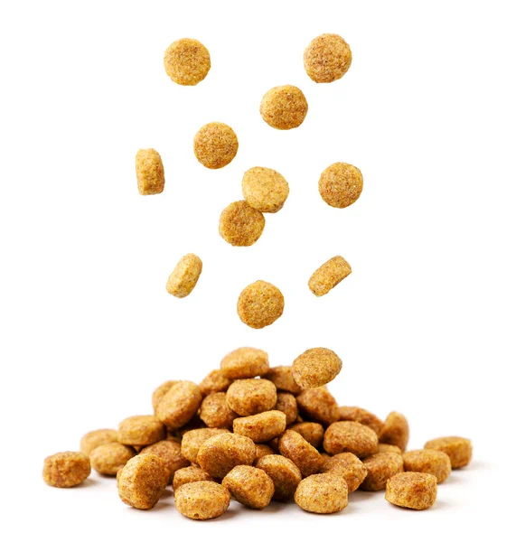 Pet Food Falls Pile Close White Background Isolated — Stock Photo, Image