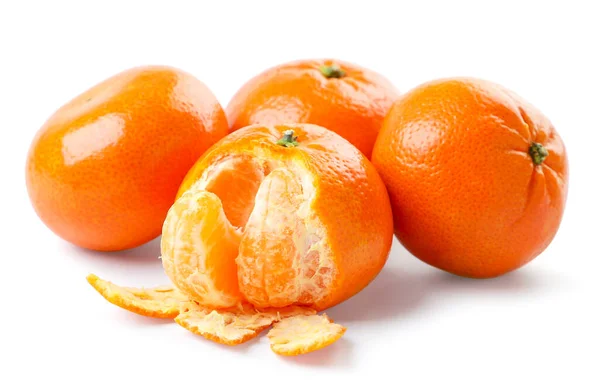 Clementines Peel Close White Background Isolated — Stock Photo, Image