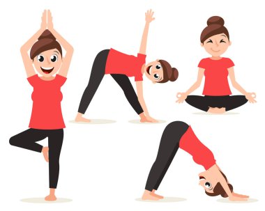Yoga pozları veren bir kız grubu. Karakter