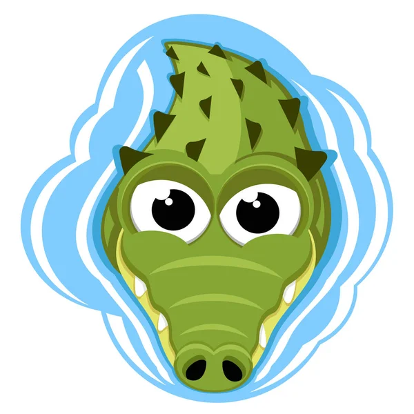 Krokodil Schwimmt Und Jagt Wasser Vor Weißem Hintergrund Der Charakter — Stockvektor