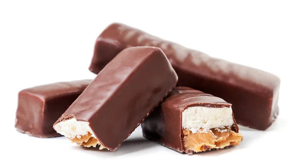 Dulces Chocolate Con Relleno Primer Plano Sobre Fondo Blanco Aislado — Foto de Stock