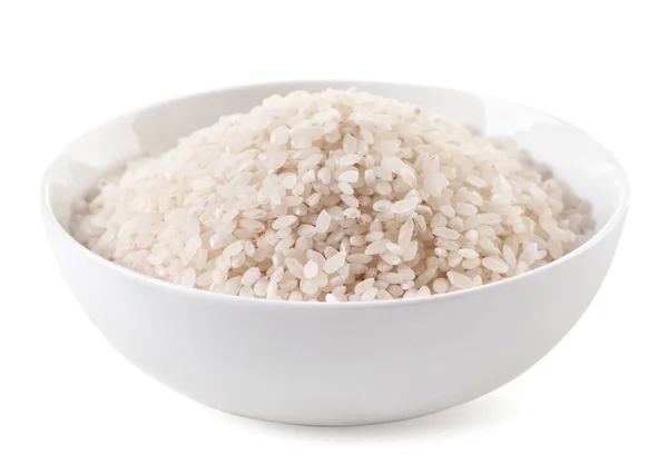 盘子里的米饭 背景是白色的 被隔离了 — 图库照片