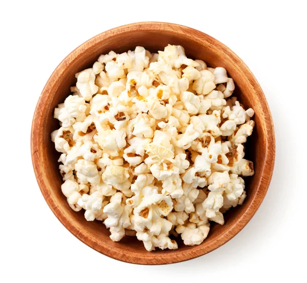 Popcorn Dans Une Assiette Close Sur Fond Blanc Isolé Vue — Photo