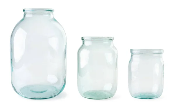 Glazen Potten Voor Het Inblikken Van Verschillende Maten Close Een — Stockfoto