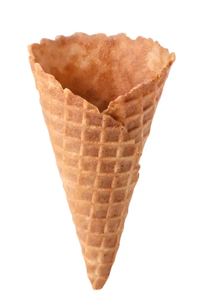 Cone Waffle Vazio Close Fundo Branco Isolados — Fotografia de Stock