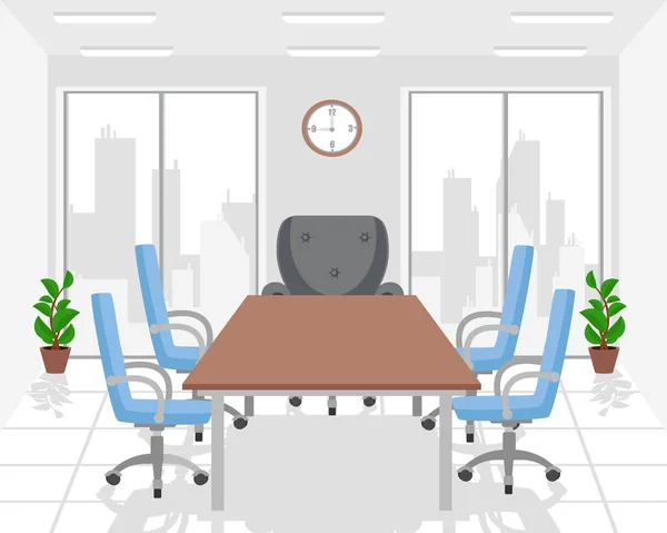 Ofis Çalışma Alanı Büyük Sandalyeli Geniş Pencereli Dünyası — Stok Vektör