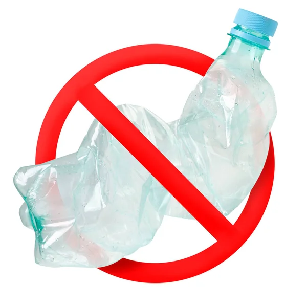 Κρυμμένο Πλαστικό Μπουκάλι Κοντά Λευκό Φόντο Σταμάτημα Πλαστικού — Φωτογραφία Αρχείου