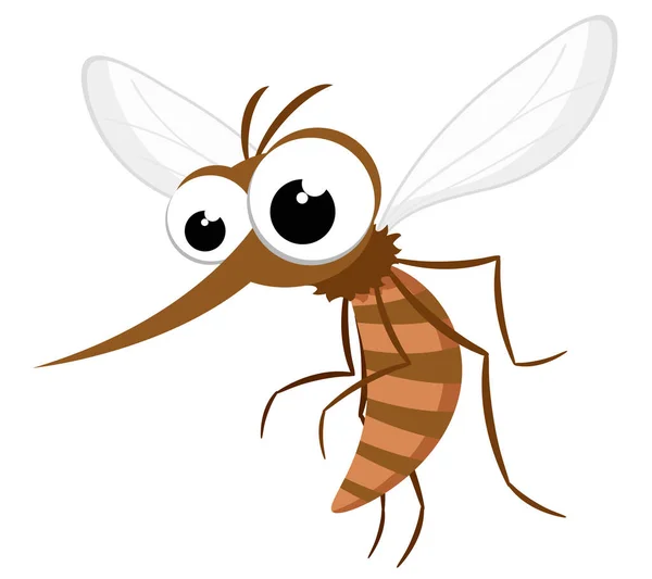 蚊子在白色背景下特写飞行 — 图库矢量图片