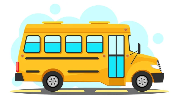 Yellow School Bus Close White Background Side View — Stock Vector