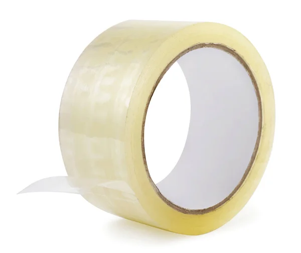 Roll Sticky Transparan Tape Gulungan Selotip Close Pada Latar Belakang — Stok Foto
