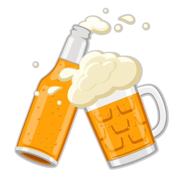 Butelka Piwie Szklane Zbliżenie Białym Tle Zdrowie — Wektor stockowy