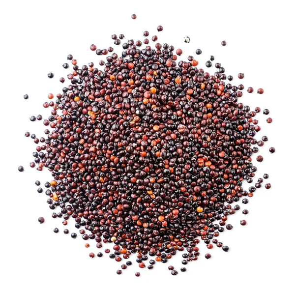 Fekete Quinoa Közel Fehér Elszigetelt Háttér Felülnézet — Stock Fotó