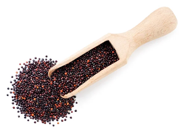 Quinoa Dans Une Cuillère Bois Saupoudré Sur Fond Blanc Vue — Photo