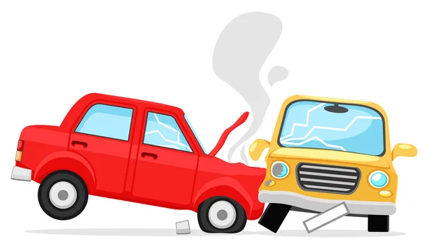 Beyaz Arka Planda Iki Araba Çarpıştı Araba Kazası — Stok Vektör