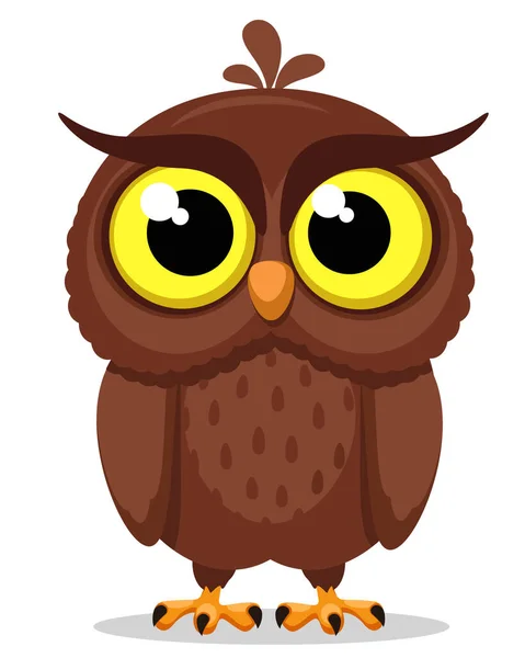 Brown Owl Close White Background Character — Stock Vector