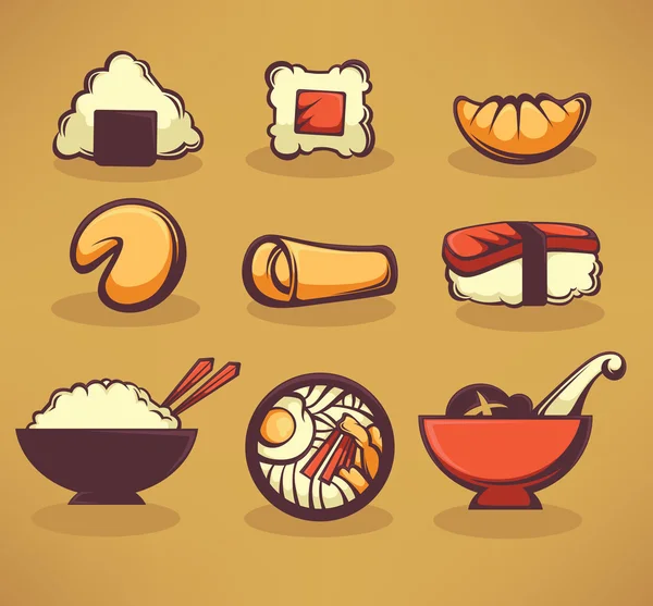 Vector collection of asian food — Stock Vector